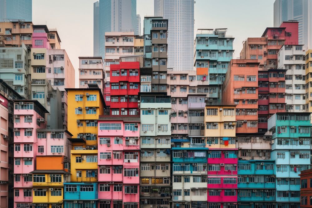 Dense Asian city architecture skyscraper cityscape. AI generated Image by rawpixel.