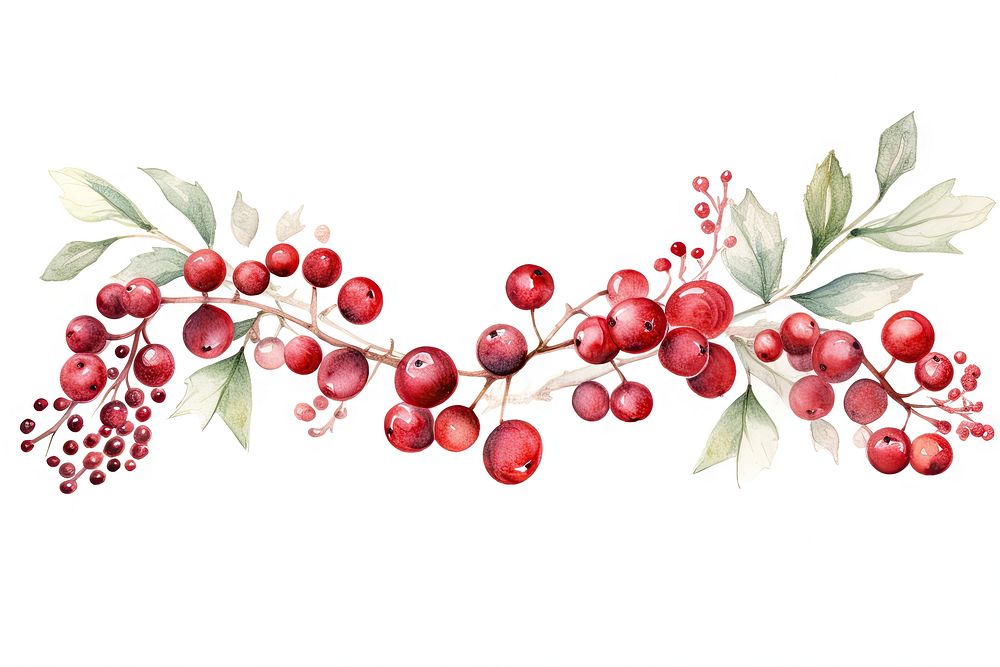Christmas Decoration cherry plant white background. AI generated Image by rawpixel.