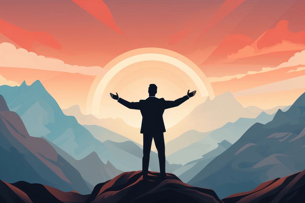 Business man mountain standing outdoors. AI generated Image by rawpixel.