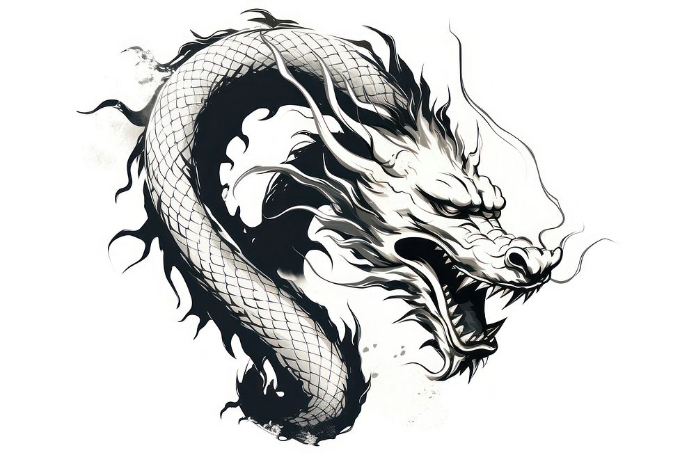 Chinese dragon white white background representation. AI generated Image by rawpixel.