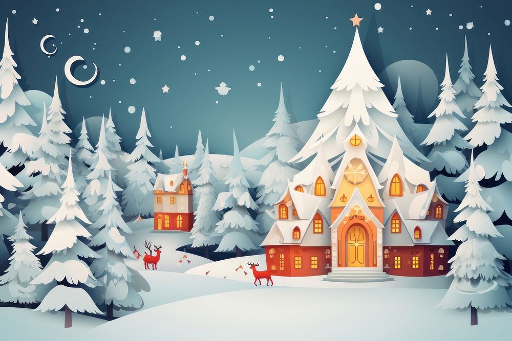 Christmas outdoors nature snow. AI generated Image by rawpixel.