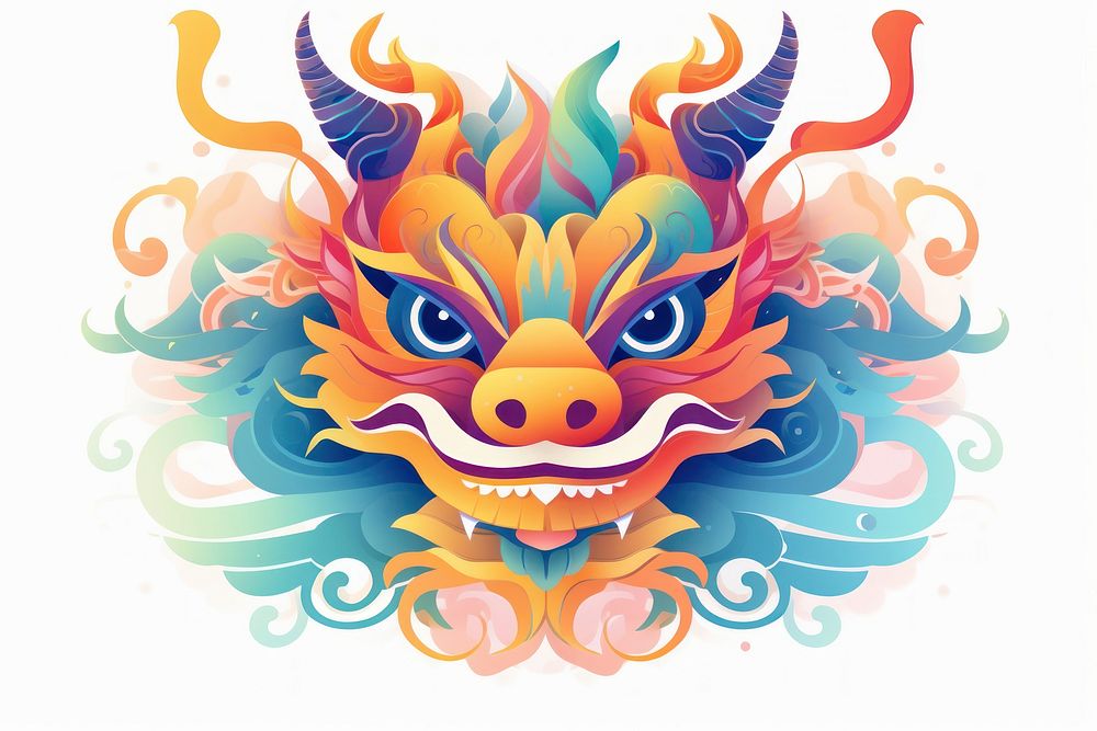 Chinese dragon pattern art representation. AI generated Image by rawpixel.