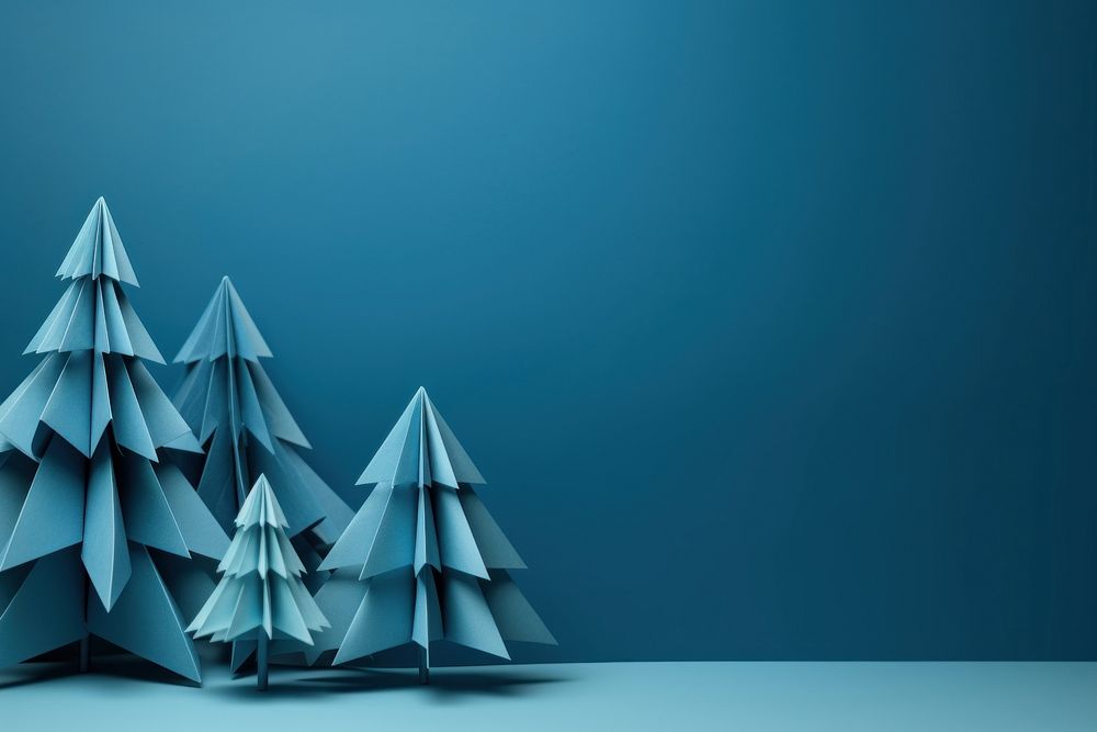 Christmas origami paper blue. AI generated Image by rawpixel.