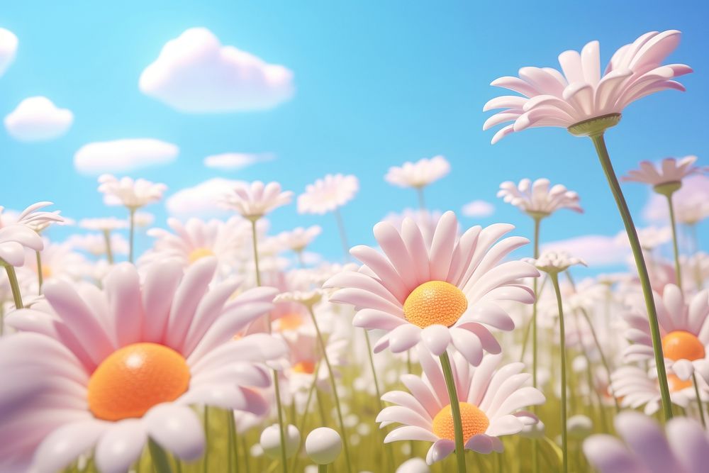 Daisy meadow outdoors blossom flower. AI generated Image by rawpixel.