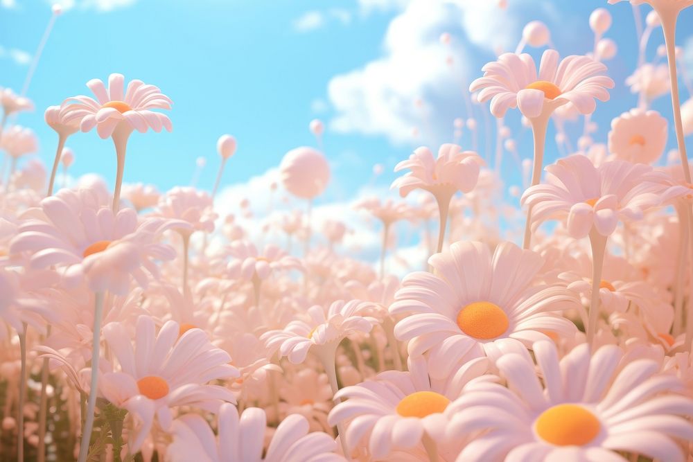 Daisy meadow landscape outdoors blossom. AI generated Image by rawpixel.