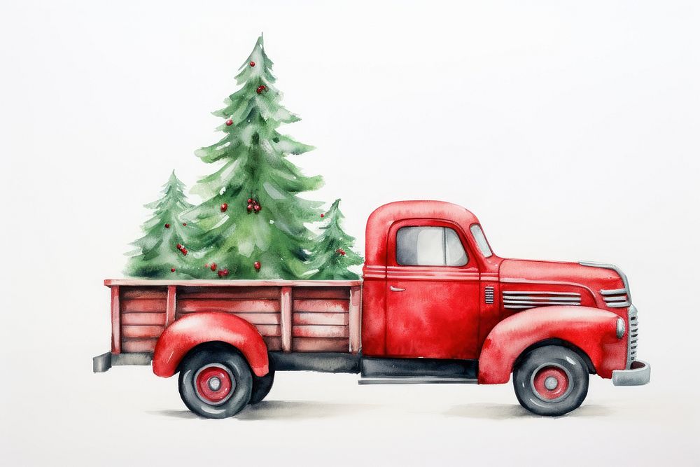 Christmas truck tree vehicle. AI generated Image by rawpixel.