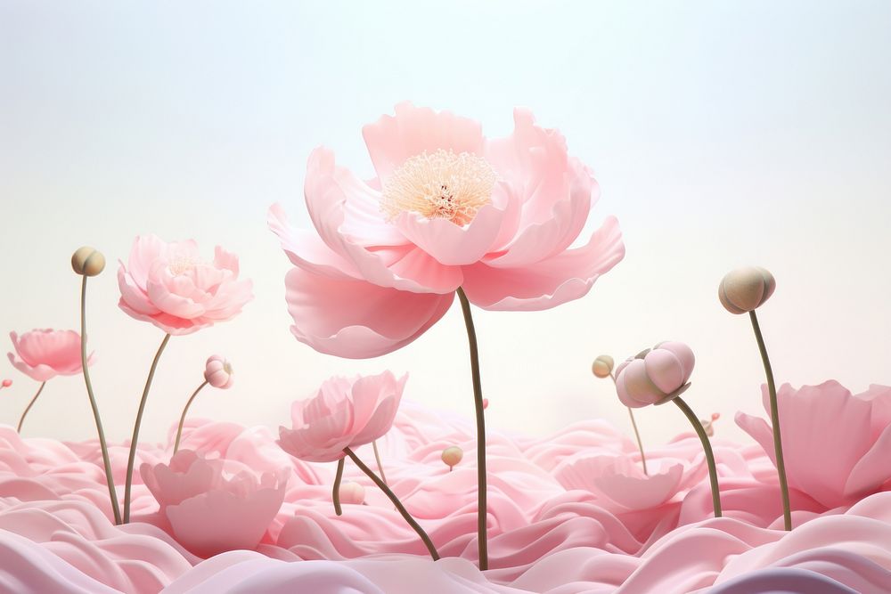 Peony meadow flower blossom nature. AI generated Image by rawpixel.