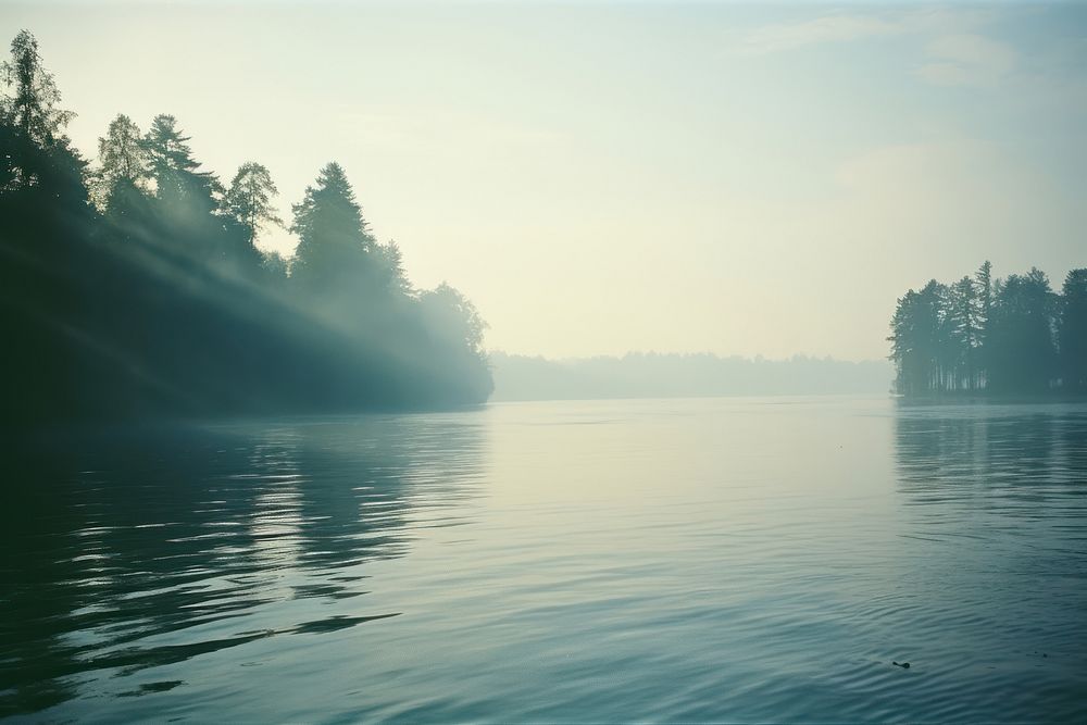 Lake landscape sunlight outdoors. AI generated Image by rawpixel.