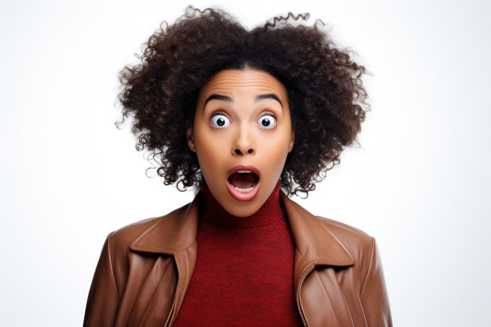 Black woman surprised portrait adult photo. AI generated Image by rawpixel.