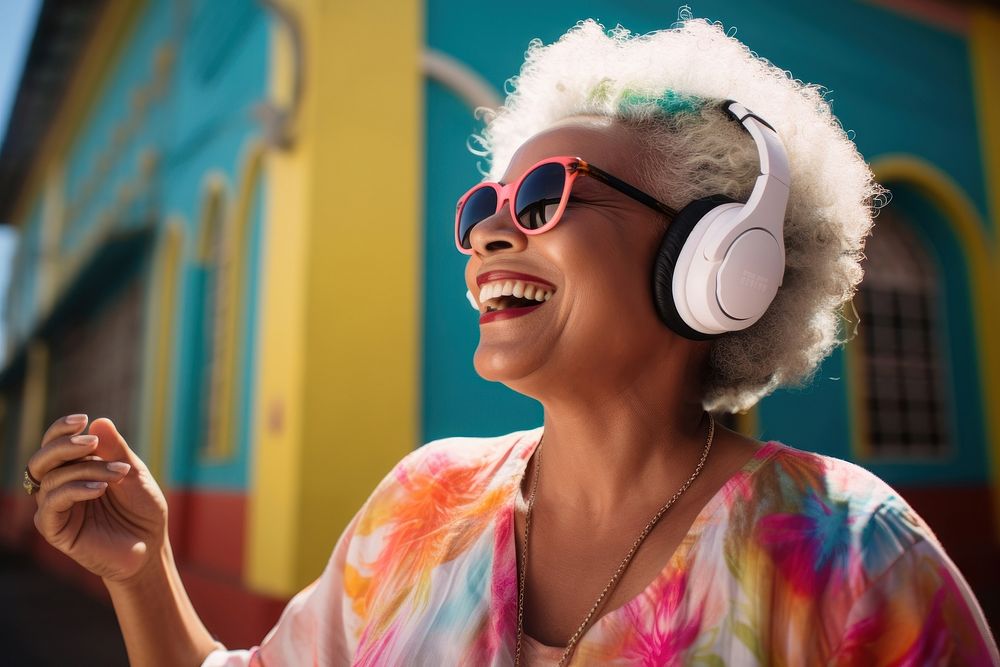 Brazilian woman headphones adult smile. AI generated Image by rawpixel.