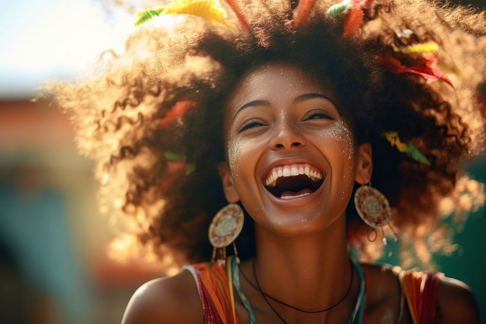 Brazilian woman laughing smile adult. AI generated Image by rawpixel.