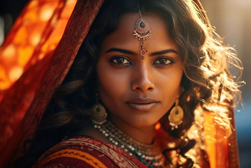 Chubby indian woman portrait adult bride. AI generated Image by rawpixel.
