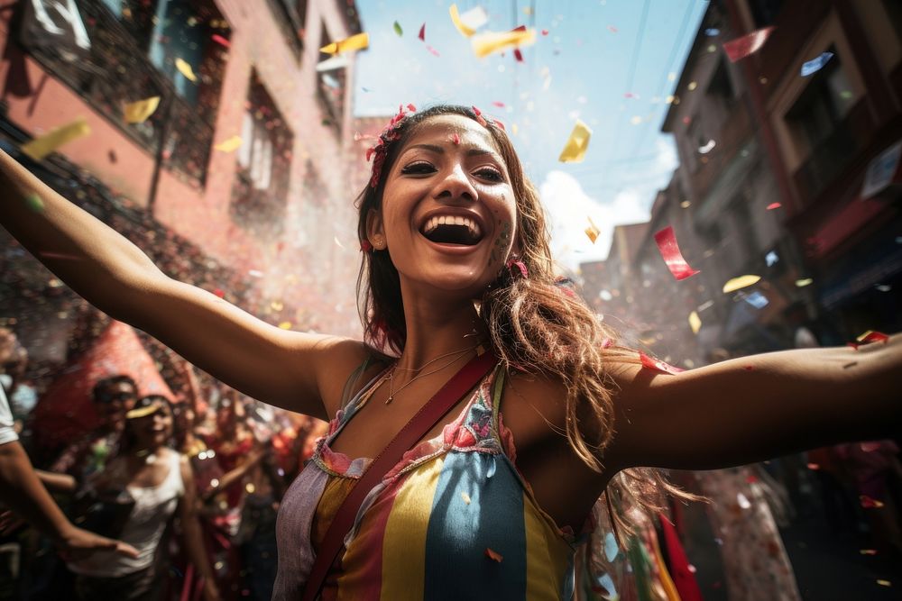 Colombian woman celebrating adult togetherness. AI generated Image by rawpixel.