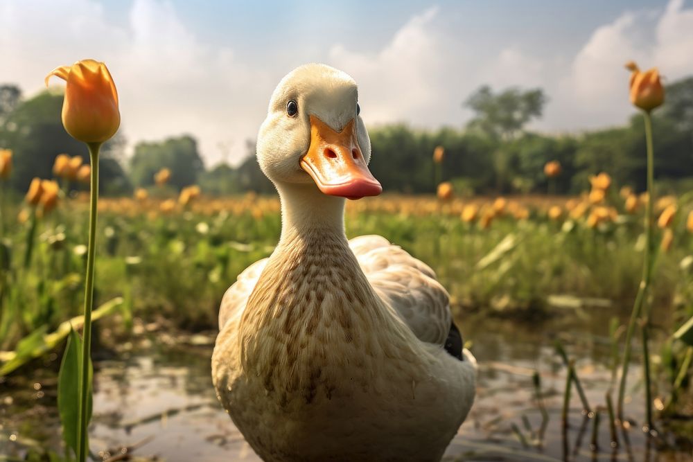 Duck outdoors animal nature. AI generated Image by rawpixel.