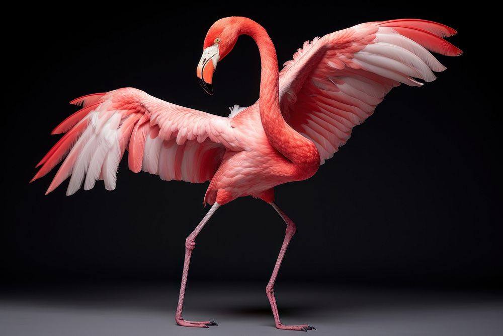 Dancing flamingo animal bird spoonbill. AI generated Image by rawpixel.