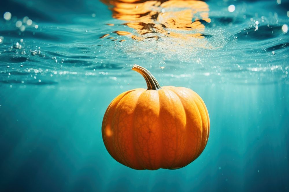 Pumpkin underwater outdoors nature. AI generated Image by rawpixel.