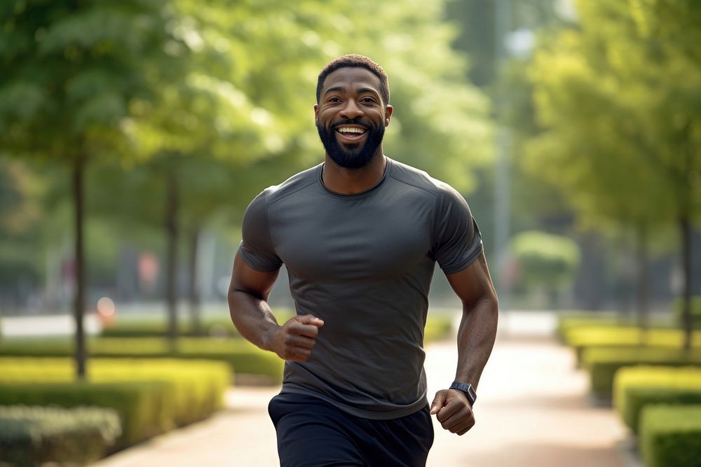 Running jogging adult happy. AI generated Image by rawpixel.