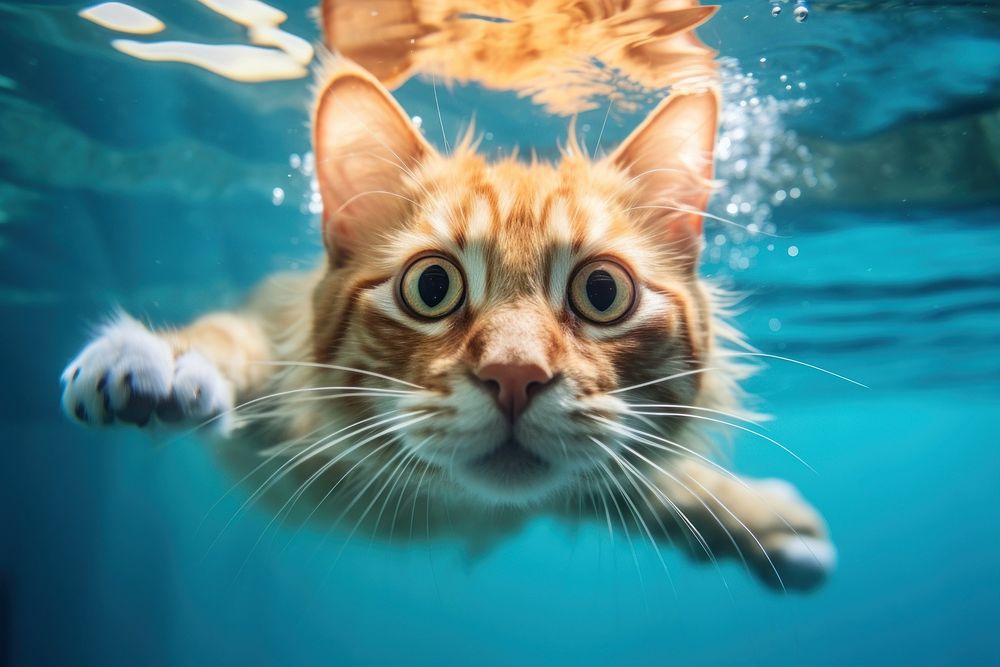 Underwater swimming animal mammal. AI generated Image by rawpixel.