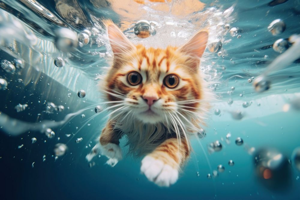 Underwater outdoors animal mammal. AI generated Image by rawpixel.