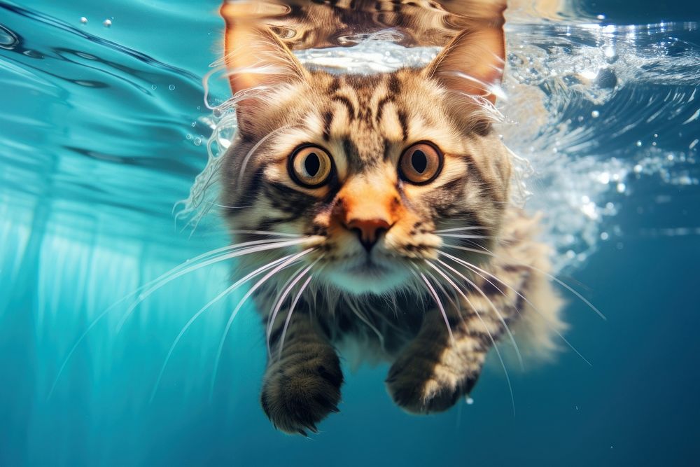 Underwater wildlife swimming outdoors. AI generated Image by rawpixel.
