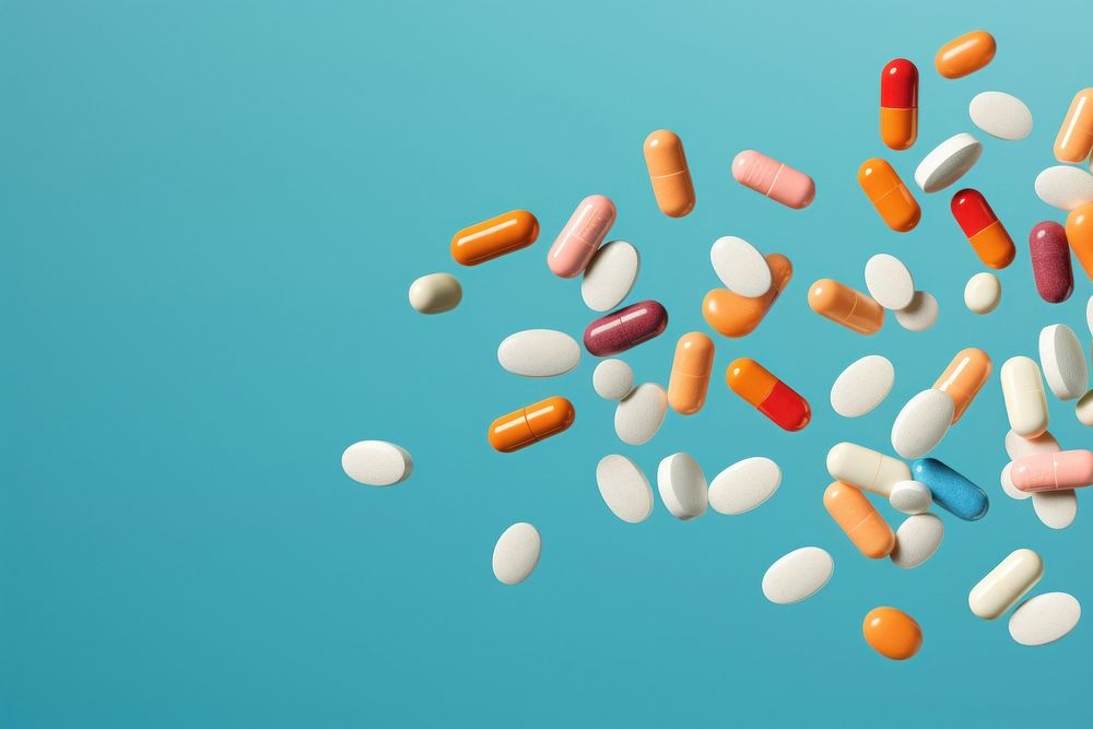 Medicine tablets pill capsule blue. AI generated Image by rawpixel.