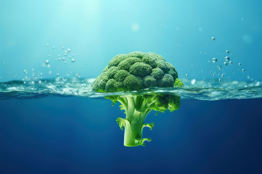 Broccoli underwater plant freshness. AI generated Image by rawpixel.