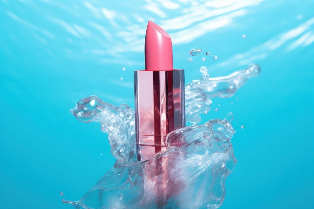 Lipstick underwater cosmetics splashing. AI generated Image by rawpixel.