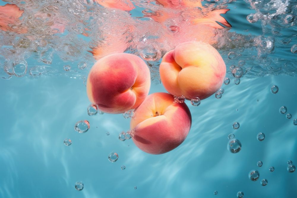 Peach underwater plant reflection. AI generated Image by rawpixel.