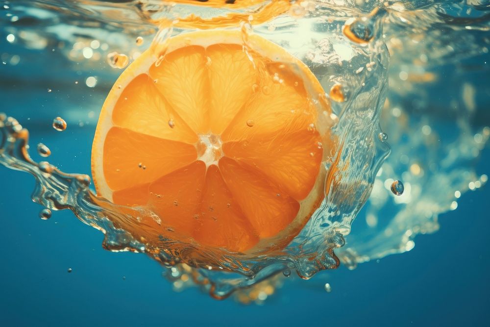 Grapefruit underwater orange food. AI generated Image by rawpixel.