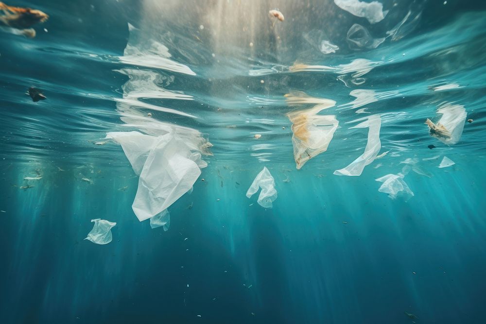 Underwater pollution outdoors plastic. AI generated Image by rawpixel.