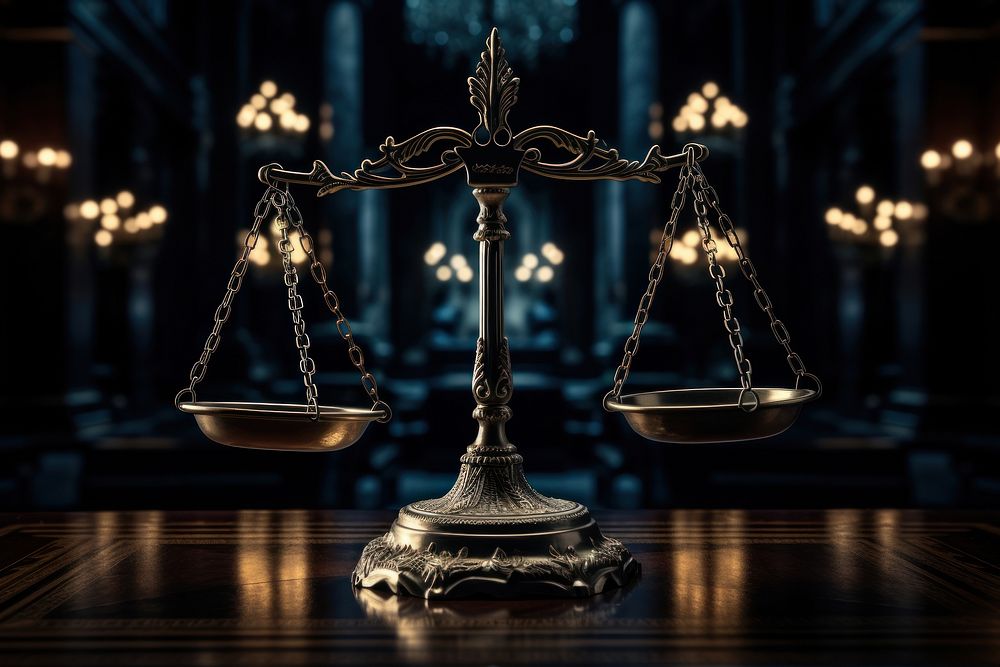 Scales of Justice scale architecture illuminated. AI generated Image by rawpixel.