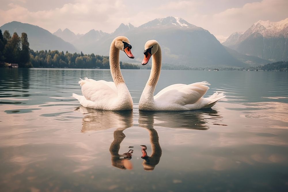 Lake swan landscape outdoors. AI generated Image by rawpixel.