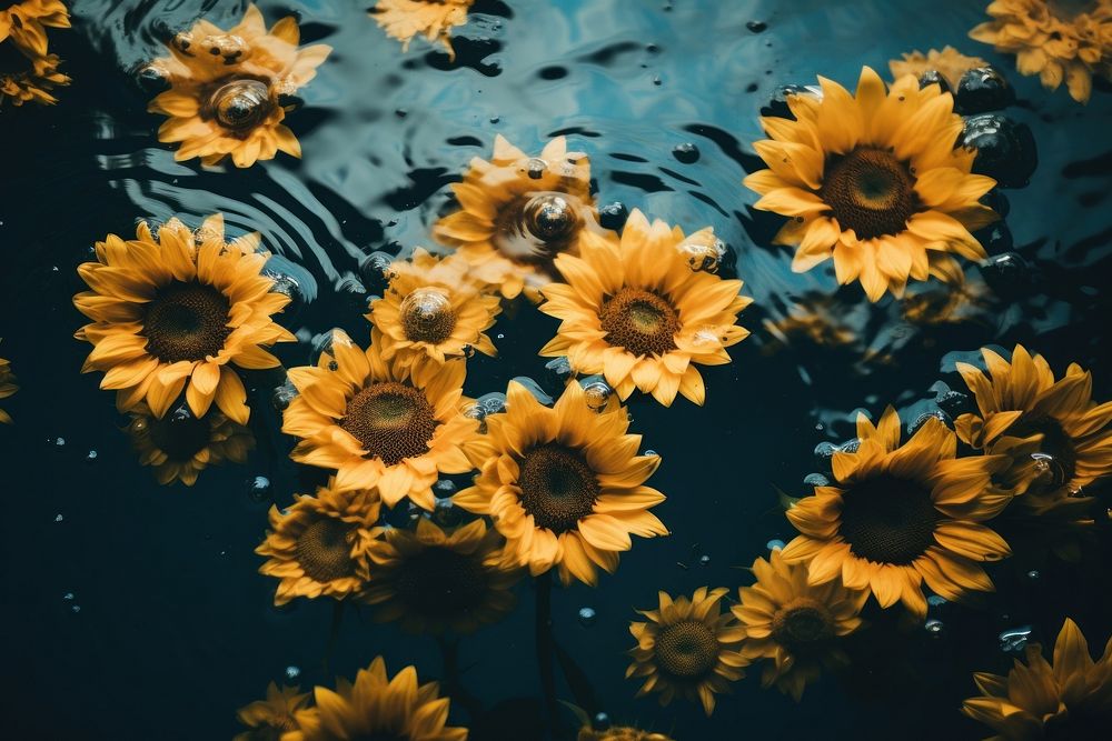 Sunflowers underwater outdoors nature. AI generated Image by rawpixel.