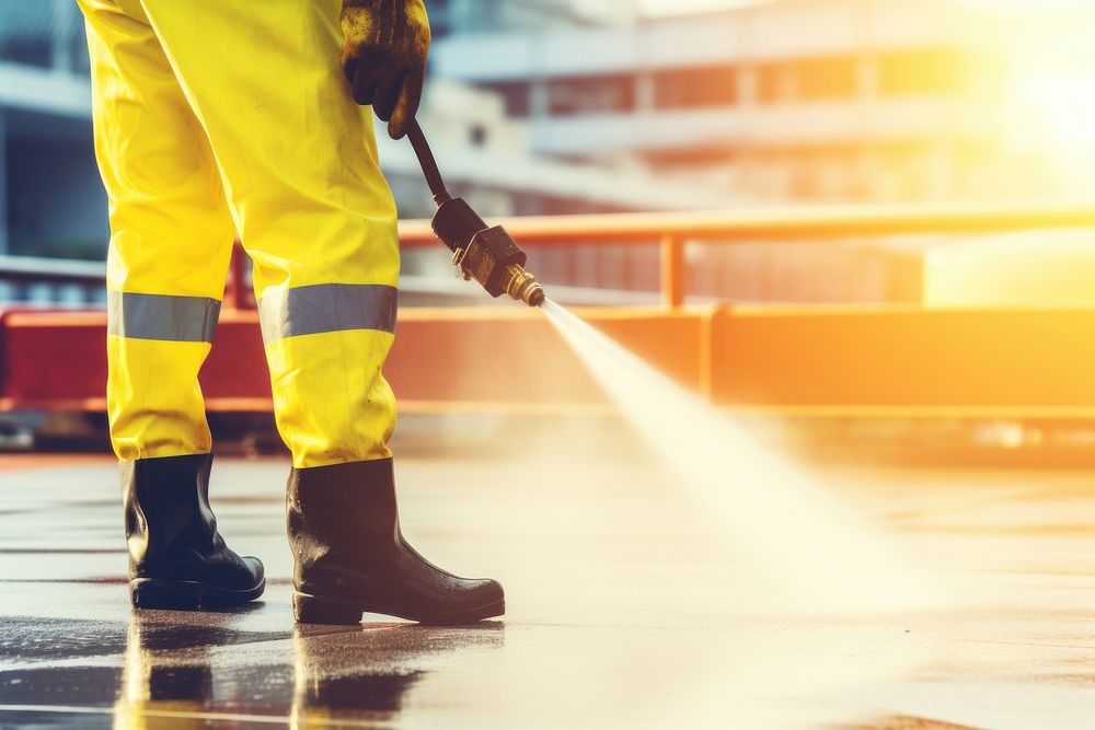 Wood deck floor cleaning architecture cleanliness firefighter. AI generated Image by rawpixel.