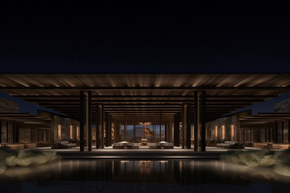 Luxury house architecture building lighting. AI generated Image by rawpixel.