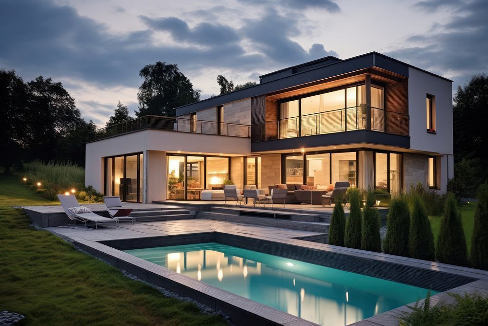 Luxury house architecture building outdoors. AI generated Image by rawpixel.