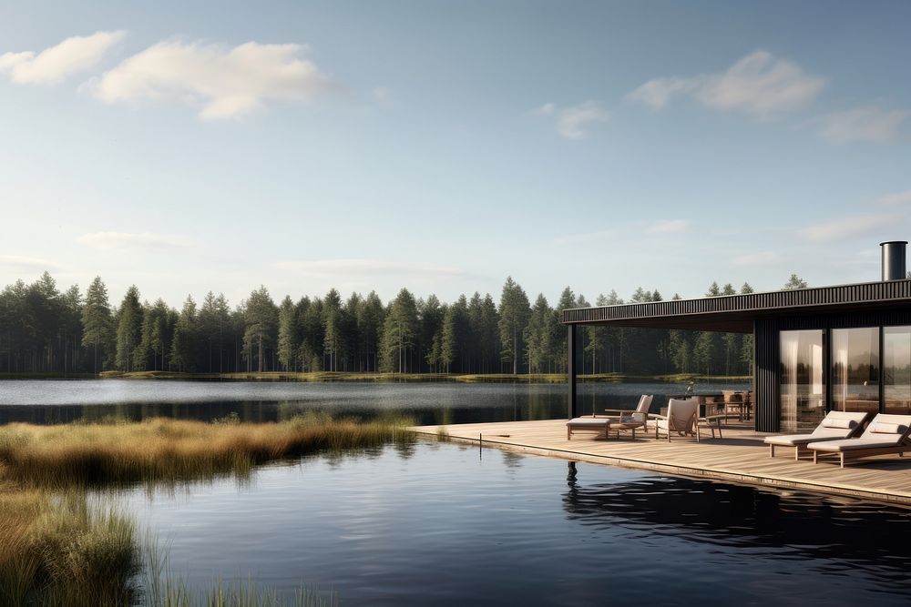 Luxury house landscape outdoors nature. AI generated Image by rawpixel.