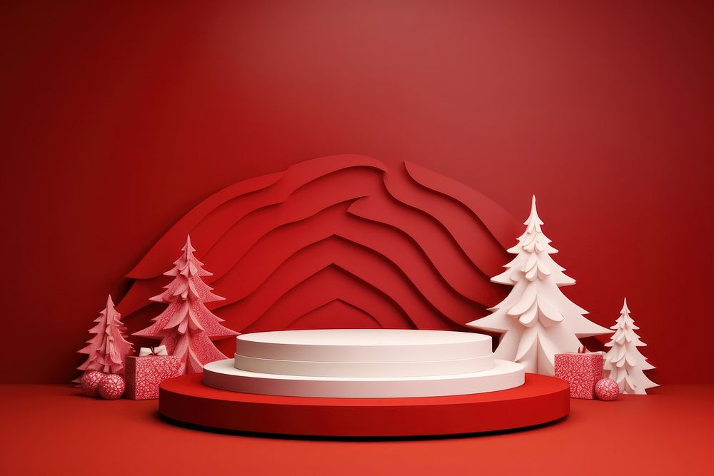 Decoration christmas tree red. AI generated Image by rawpixel.