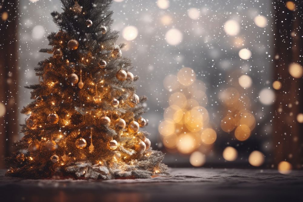 Illuminated Christmas tree christmas backgrounds outdoors. AI generated Image by rawpixel.