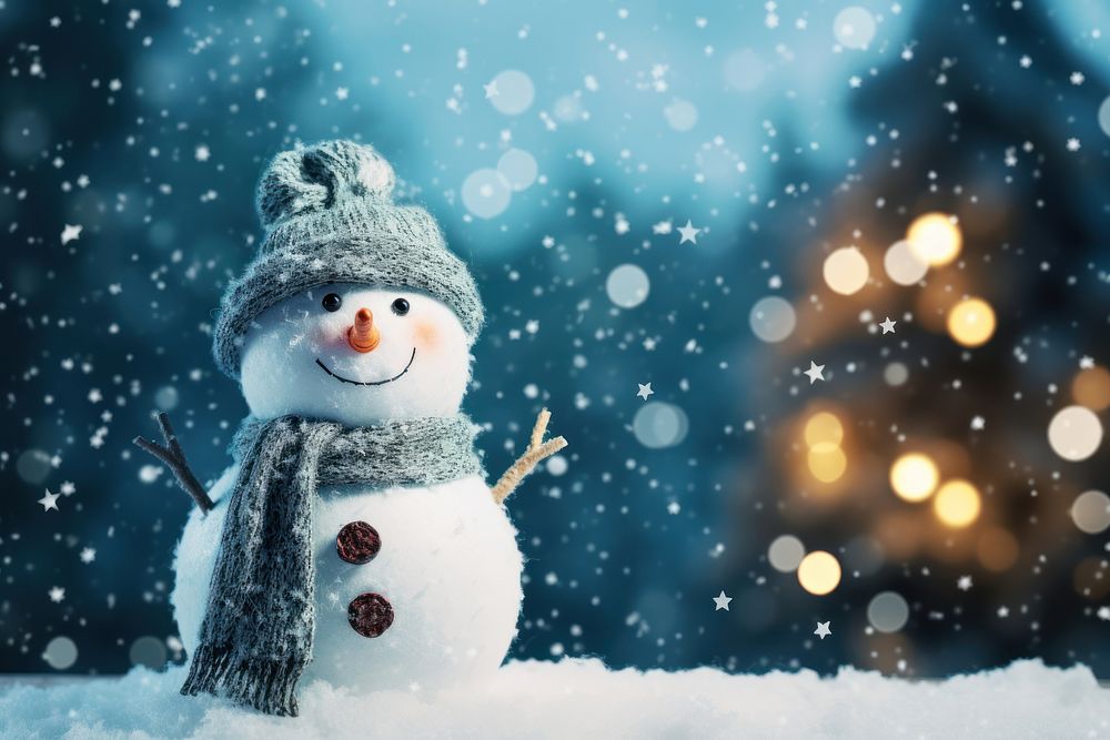 Christmas background snow outdoors snowman. AI generated Image by rawpixel.