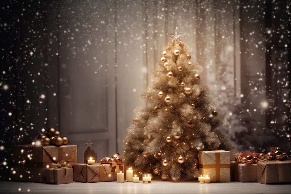 Christmas Holiday background illuminated holiday tree. AI generated Image by rawpixel.