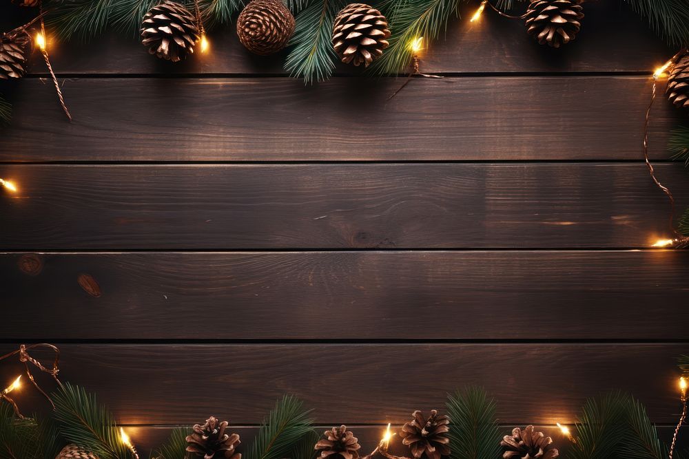Brown wooden table christmas backgrounds plant. AI generated Image by rawpixel.
