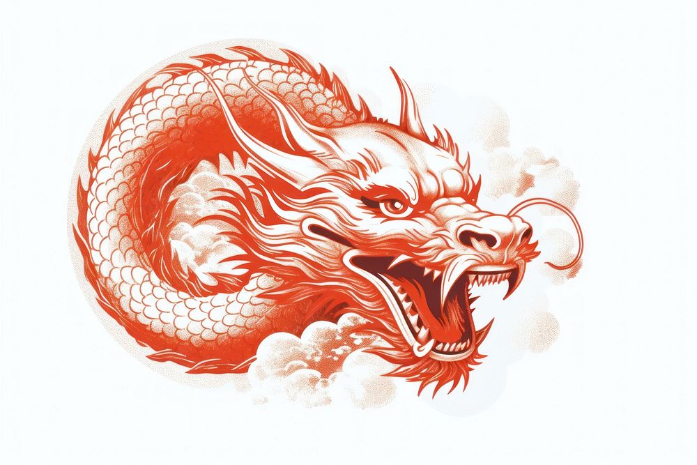 Chinese dragon creativity cartoon drawing. AI generated Image by rawpixel.