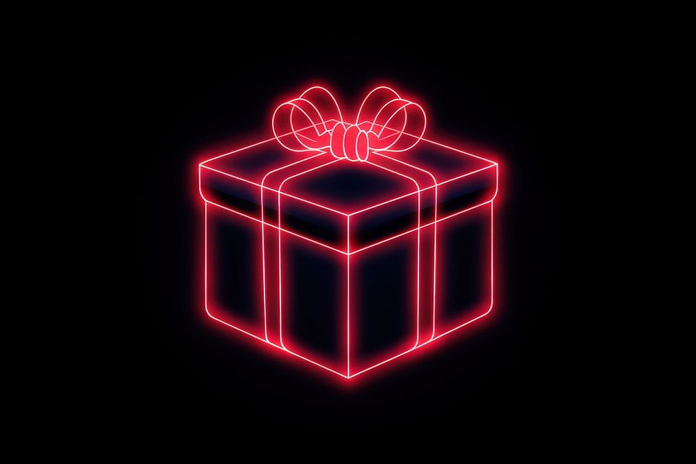 Gift box light neon night. AI generated Image by rawpixel.