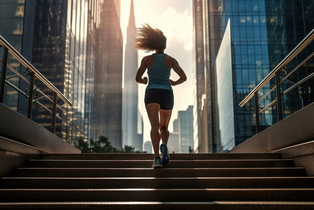 Jogging skyscraper outdoors running. AI generated Image by rawpixel.
