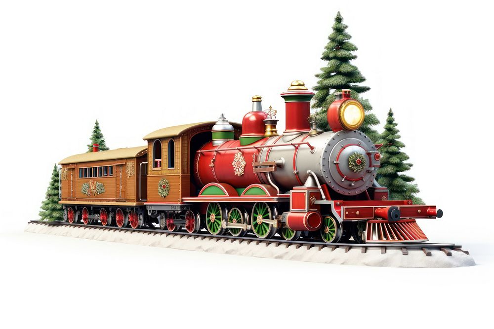 Chrismas trains locomotive vehicle railway. AI generated Image by rawpixel.