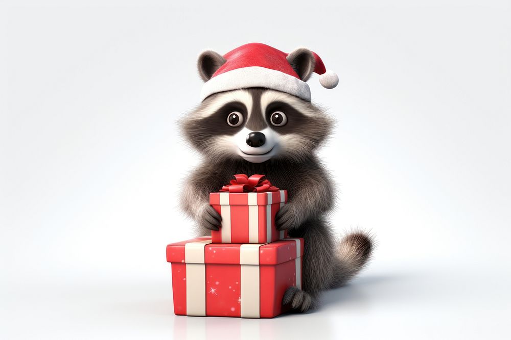 Christmas raccoon mammal animal. AI generated Image by rawpixel.