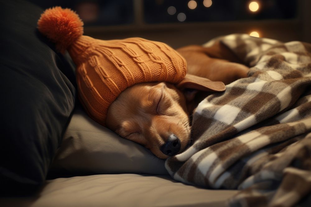Dog sleeping blanket mammal. AI Free Photo rawpixel