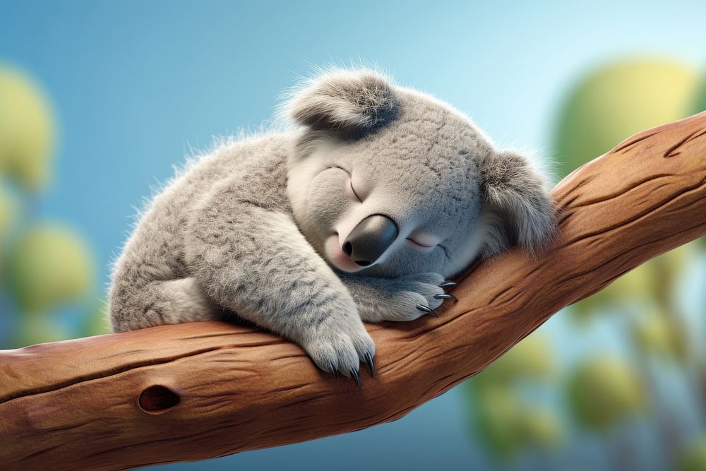 Sleeping koala wildlife mammal animal. AI generated Image by rawpixel.