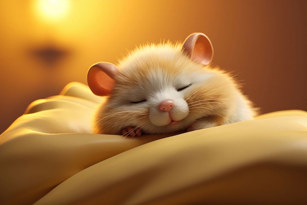 Sleeping hamster rat mammal animal. AI generated Image by rawpixel.